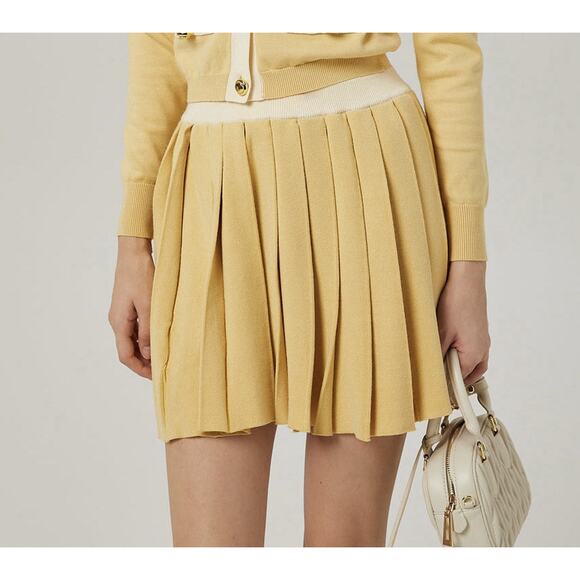 Miss Rosier Wool Stretch Pleated Y2K Mini Skirt M/L Preppy Academia $118 - Picture 1 of 7
